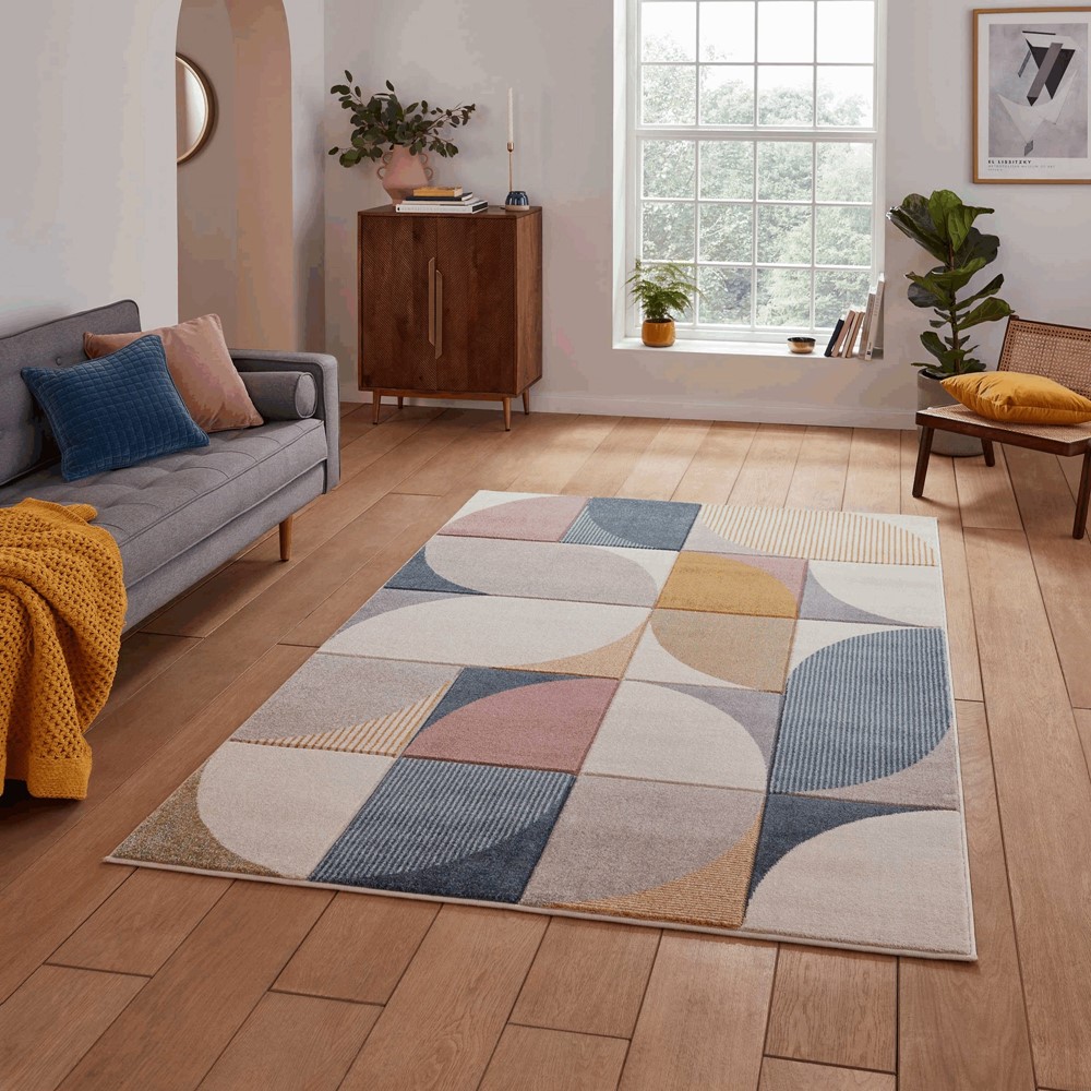 Matrix FE663 Modern Geometric Carved Rugs in Multi